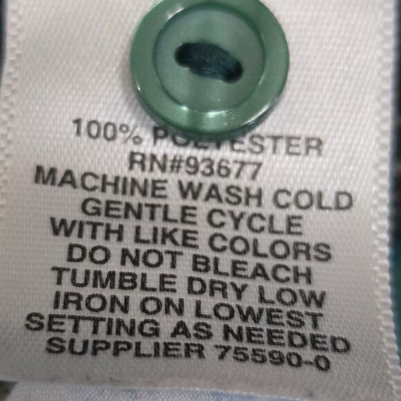 Belle + Sky Green Floral Blouse Women's Large Long Sleeve Button Front - Picture 5 of 7